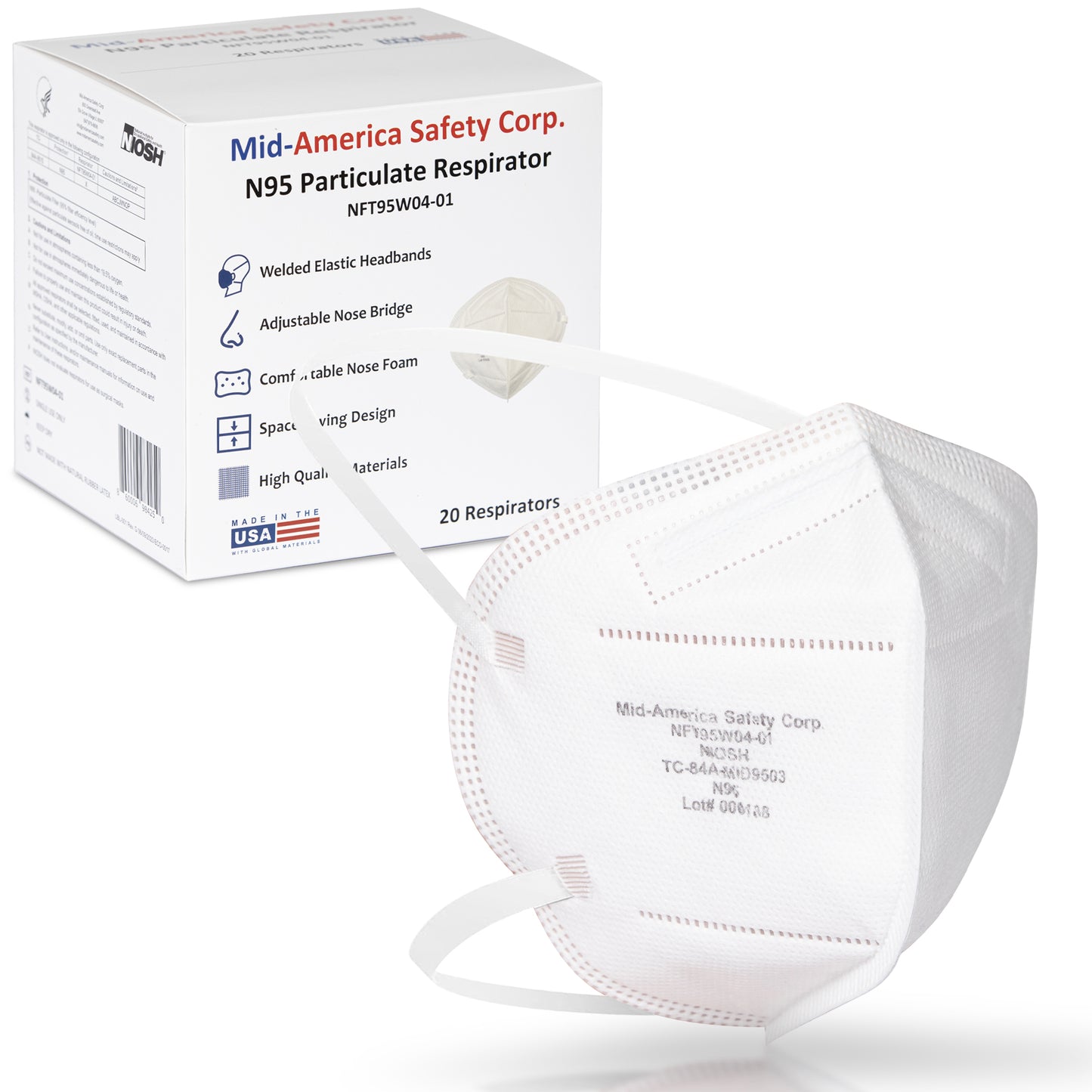 N95 Particulate Respirator - NIOSH Approved - Made in the USA