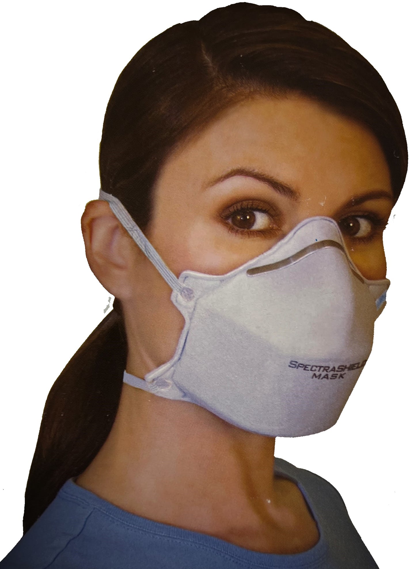 A lady wears our Spectrashield, N99 mask.